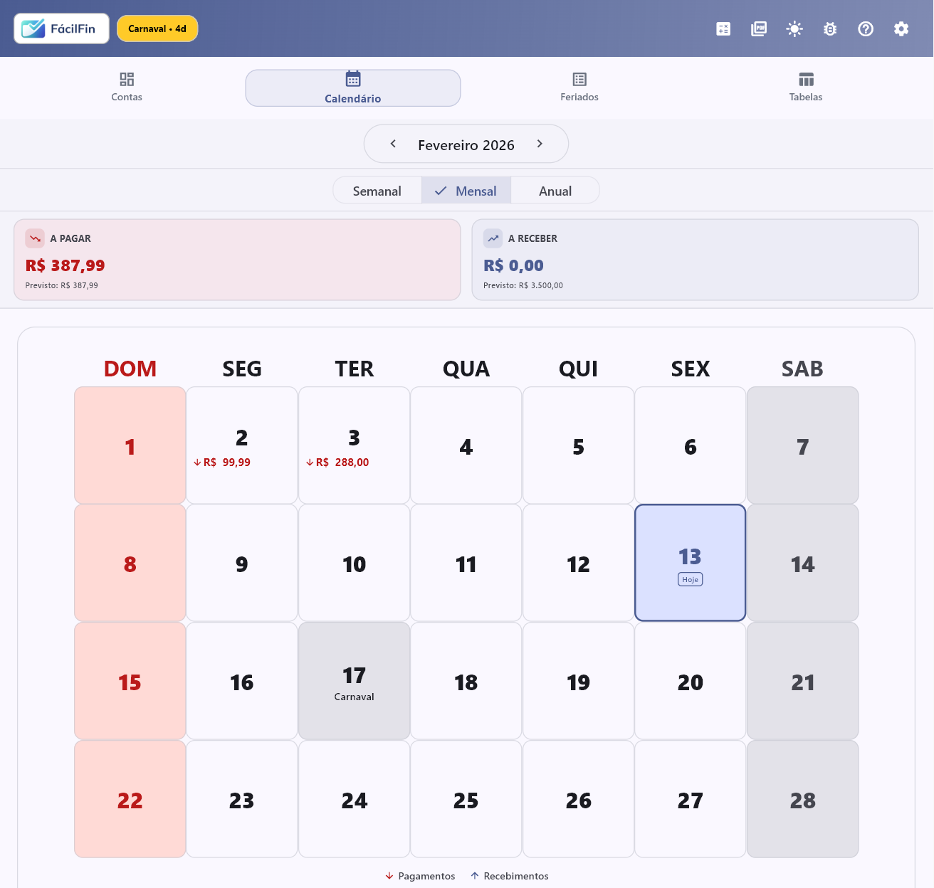 Calendário Interativo
